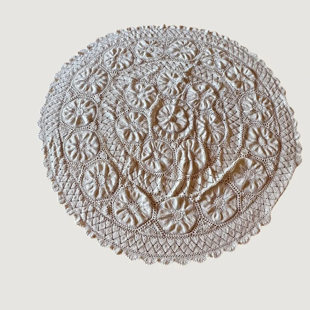 Vintage Crochet Round Tablecloth 68